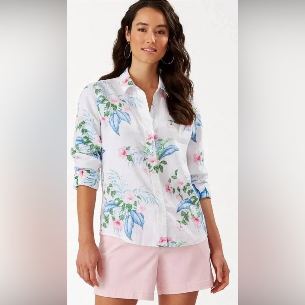 Tommy Bahama Floral Linen Tops for Women size medium